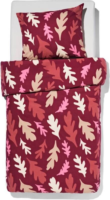 HEMA Dekbedovertrek Flanel 140x200 220 Bladeren Rood (rood)