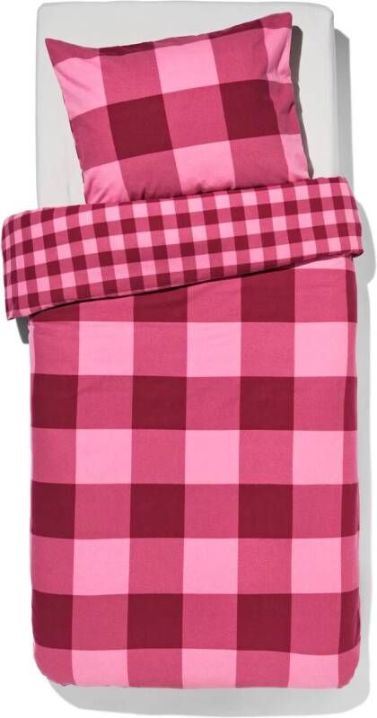 HEMA Dekbedovertrek Flanel 140x200 220 Ruit Roze Rood (rood)