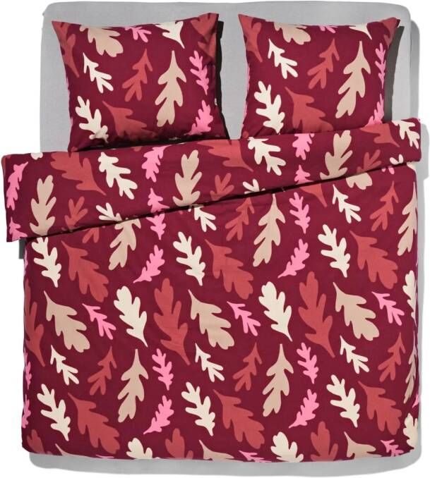 HEMA Dekbedovertrek Flanel 240x200 220 Bladeren Rood (rood)