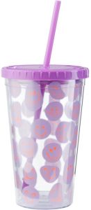 HEMA Drinkbeker Met Rietje Gezichtjes 450ml