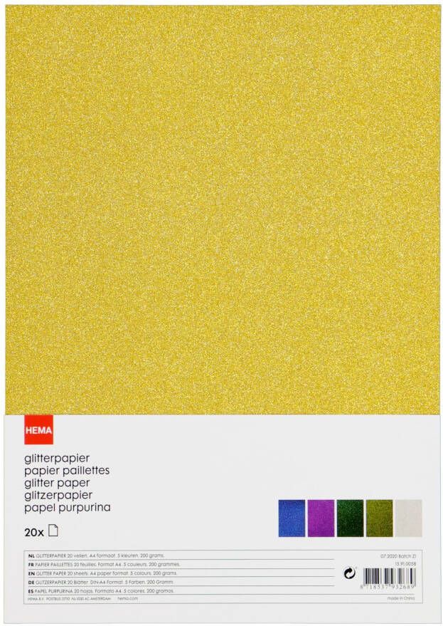 HEMA Glitterpapier A4 20 Stuks