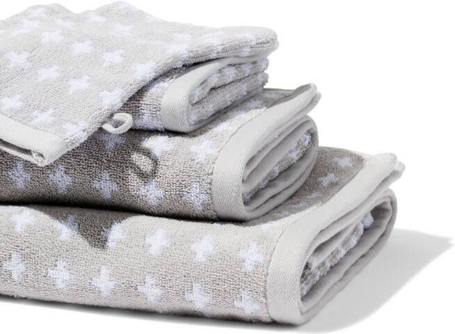 HEMA Handdoeken Zware Kwaliteit Kruisje Lichtgrijs (lichtgrijs)