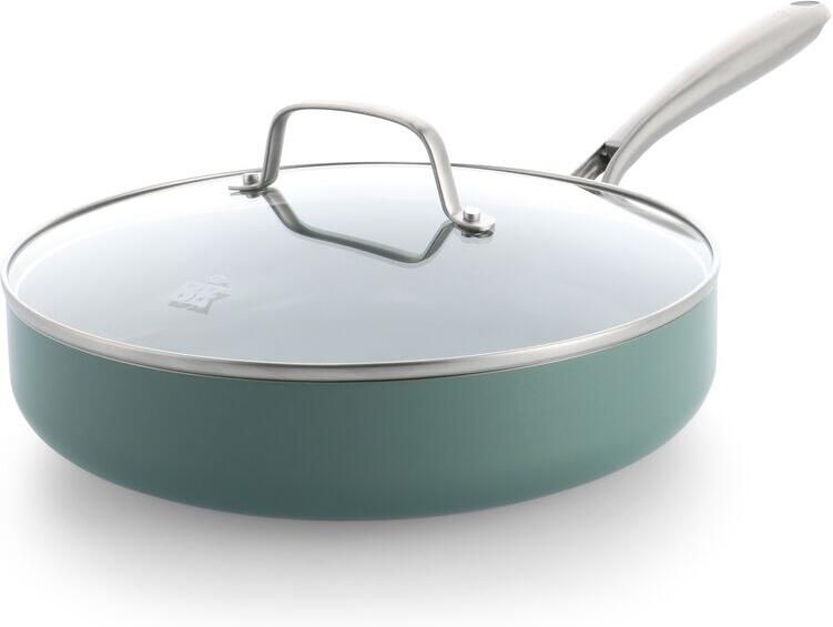 HEMA BK hapjespan met deksel Ø28cm keramisch PFAS-vrij groen (groen)