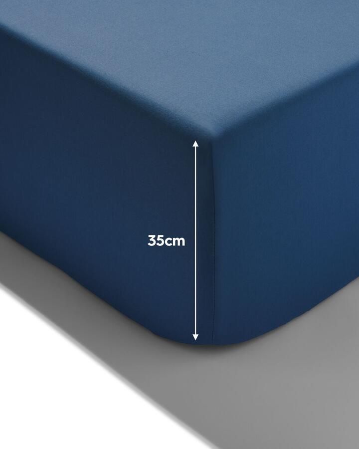 HEMA Boxspring hoeslaken 140x200cm zacht katoen blauw (blauw)