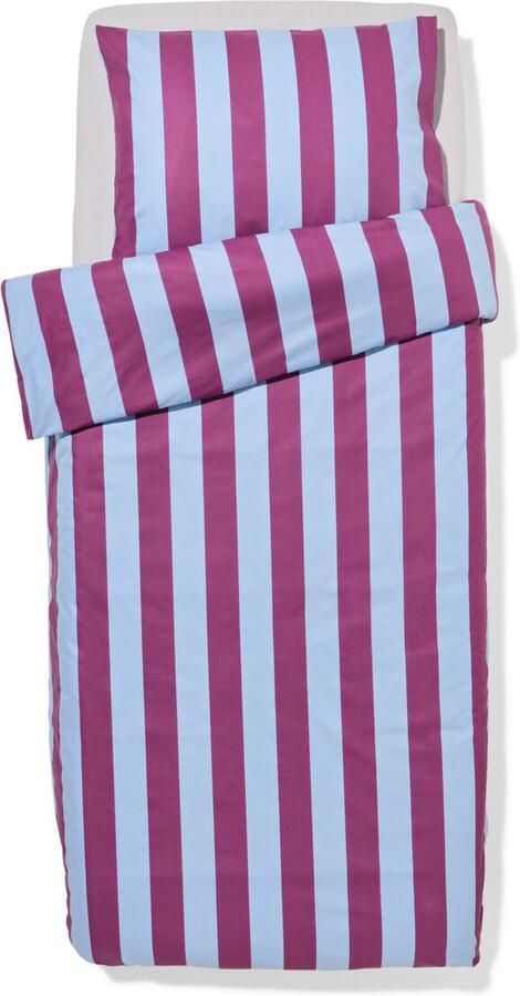 HEMA Dekbedovertrek 140x200 220cm zacht katoen strepen blauw-paars (multi)