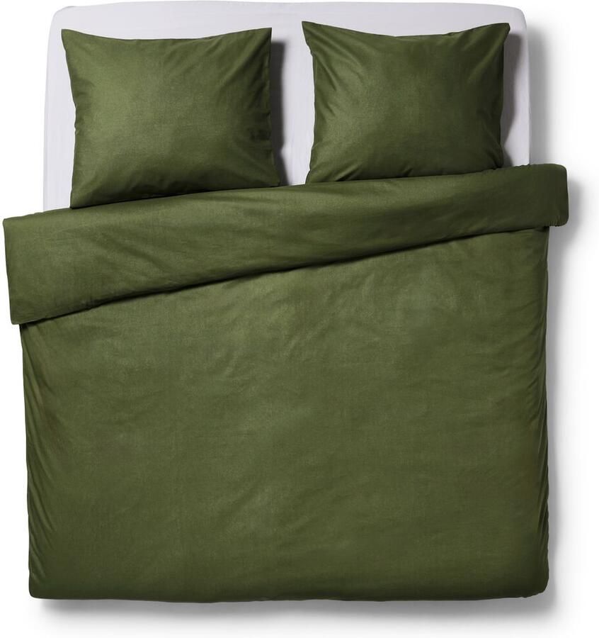 HEMA Dekbedovertrek 240x200 220cm zacht katoen mosgroen (groen)