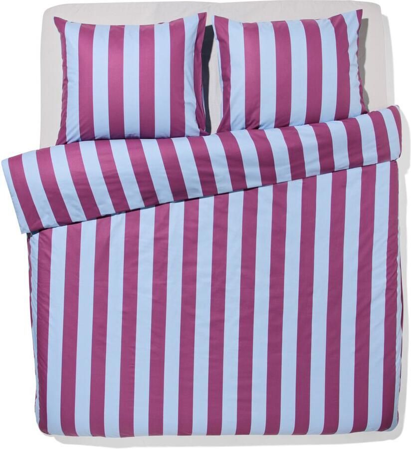 HEMA Dekbedovertrek 240x200 220cm zacht katoen strepen blauw-paars (blauw)