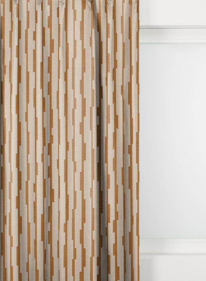 HEMA Gordijnstof Andel lichtdoorlatend strepen ecru-cognac (cognac)