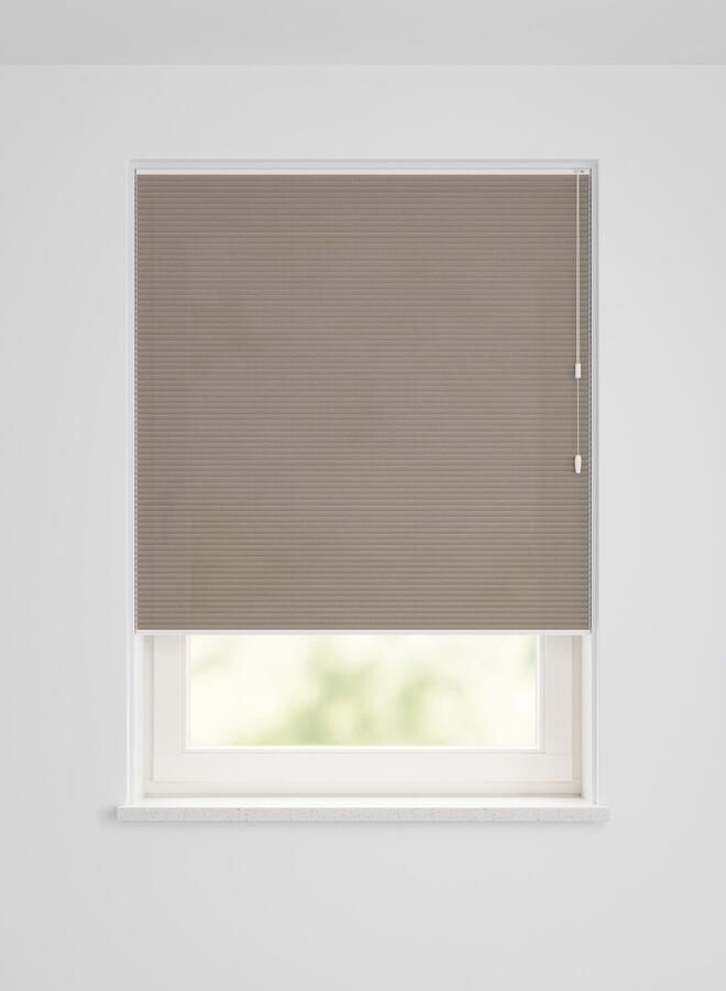 HEMA Plisse dubbel lichtdoorlatend linnenlook bruin (wit)