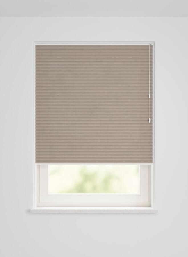 HEMA Plisse dubbel lichtdoorlatend linnenlook taupe (taupe)