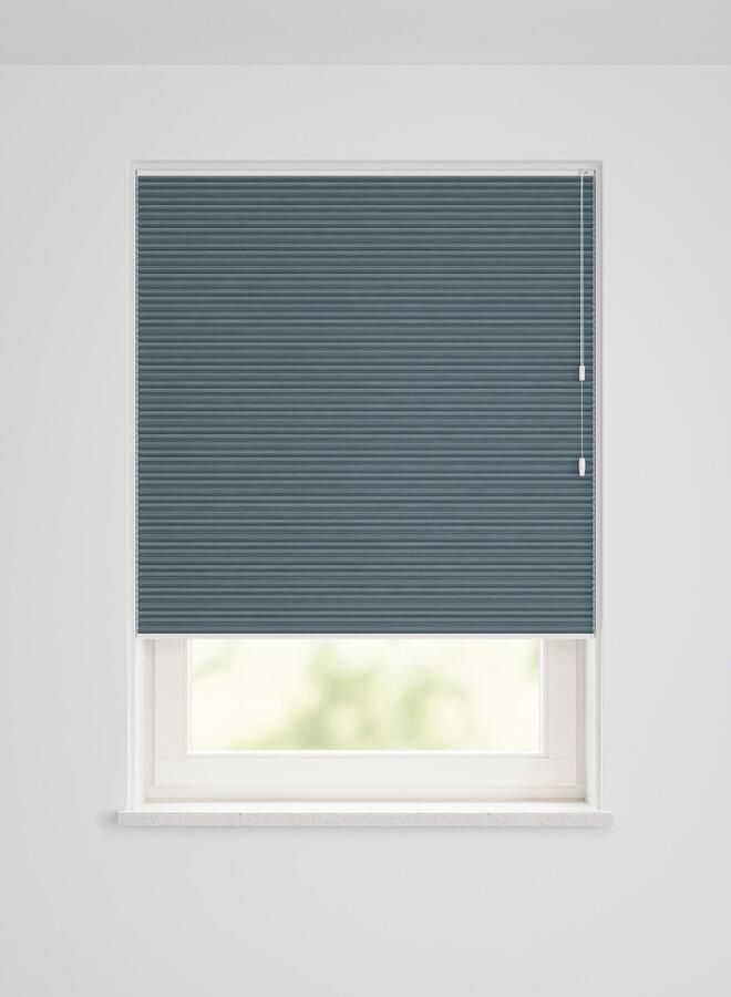HEMA Plissé dubbel verduisterend structuur blauw (blauw)