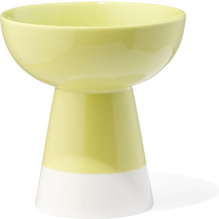 HEMA Schaaltje Op Voet Ø11x12cm Tafelgenoten New Bone Wit Met Lichtgroen (lichtgroen)