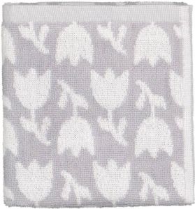 HEMA Keukendoek 50 X 50 Katoen Wit grijs Bloemen (lichtgrijs)