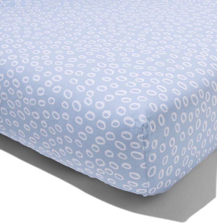 HEMA Kinder Hoeslaken Zacht Katoen 90x200 Blauw Met Bubbels