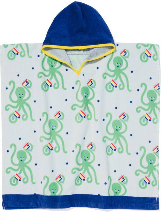 HEMA Kinder Strandponcho 60x60 Octopus (blauw)