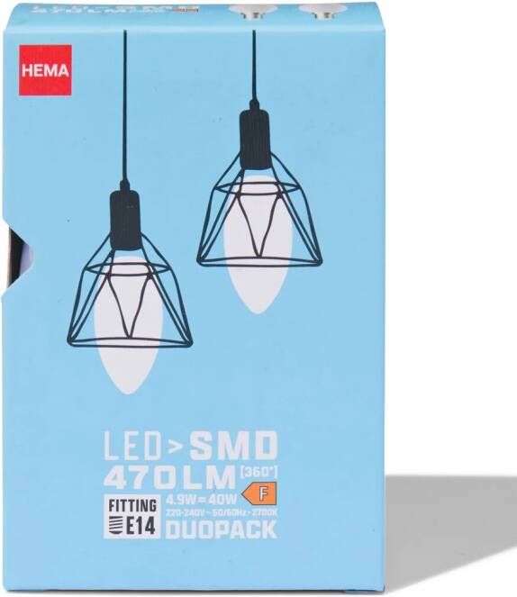 HEMA Led Kaars Smd E14 4.9w 470lm 2 Stuks