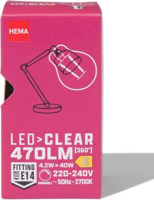 HEMA Led Kogel Clear E27 4.2W 470lm Dim