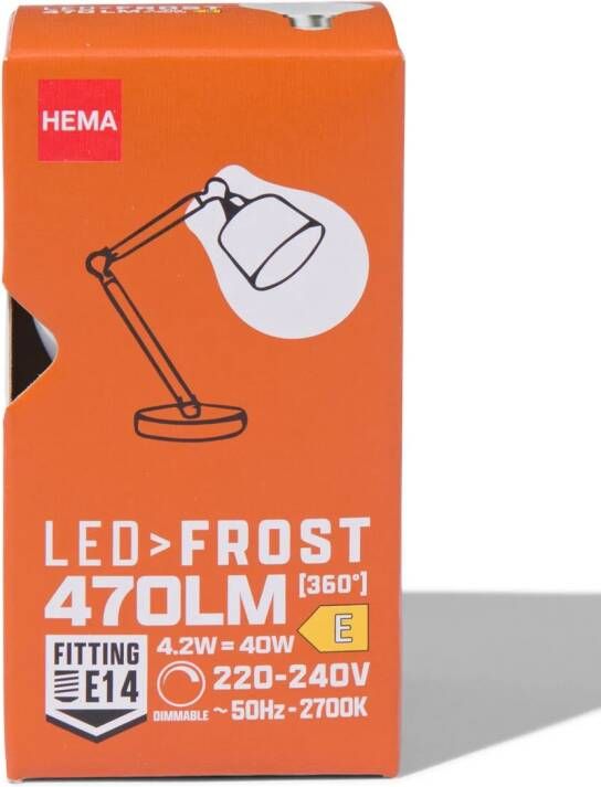 HEMA Led Kogel Glass Frost E14 4.2W 470lm Dim