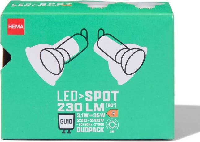 HEMA Led Spot GU10 3.1W 230lm 2 Stuks