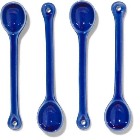 HEMA Lepeltjes 14cm Aardewerk 4 Stuks Blauw (blauw)