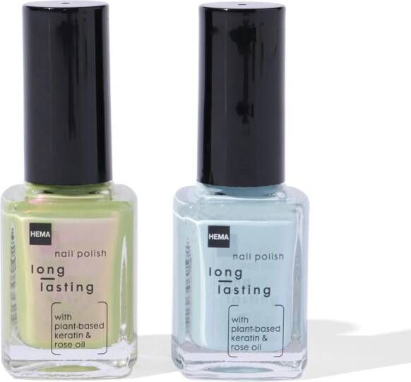 HEMA Long Lasting Nagellak Set Blauw Groen 2-delig