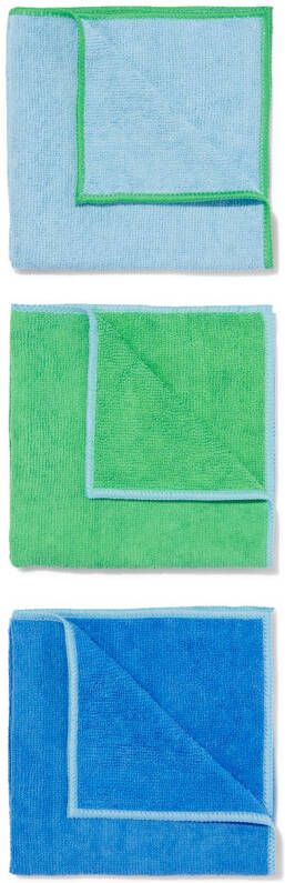 HEMA Microvezeldoekjes 35x35 Groen blauw 3 Stuks