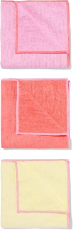 HEMA Microvezeldoekjes 35x35 Roze geel oranje 3 Stuks