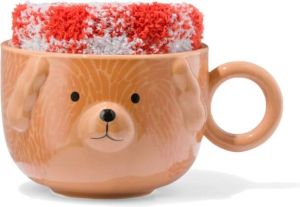 HEMA Mok 500ml Hond Met Fluffy Sokken Maat 36-41