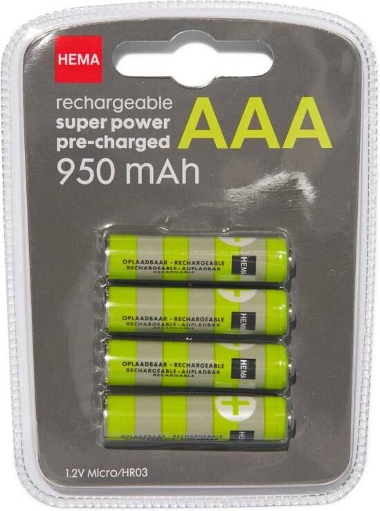 HEMA Oplaadbare AAA Batterijen 950mAh Plus 4 Stuks