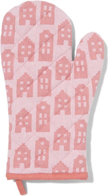 HEMA Ovenwant 32x20 Roze Huisjes (roze)