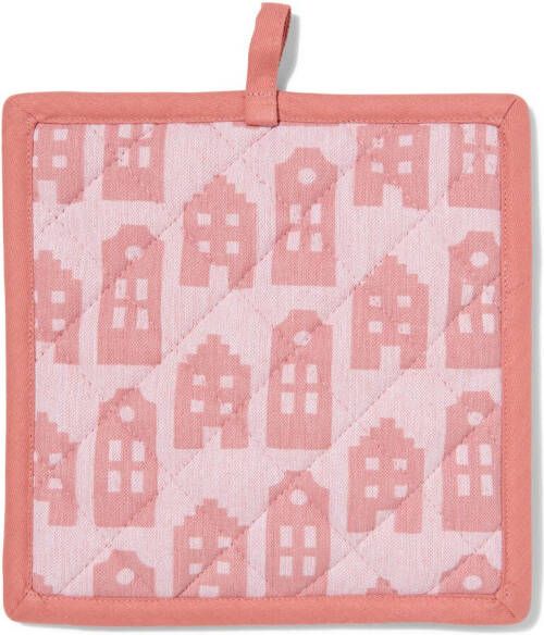 HEMA Pannenlap 21x21 Roze Huisjes (roze)