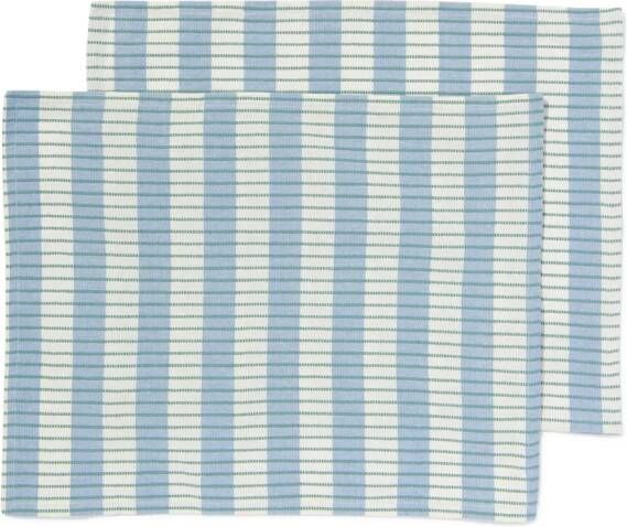 HEMA Placemats Katoen 35x45 Blauw Met Strepen 2 Stuks (multi)