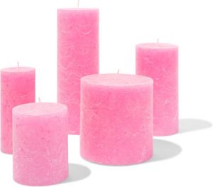 HEMA Rustieke Kaarsen Fluor Roze (fluor roze)