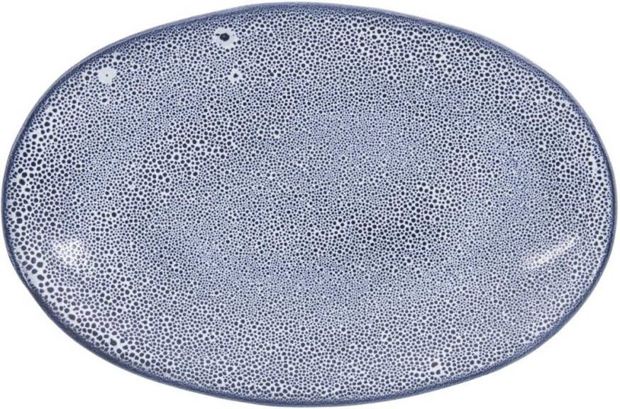 HEMA Schaal Ovaal 30cm Porto Reactief Glazuur Wit blauw (blauw)