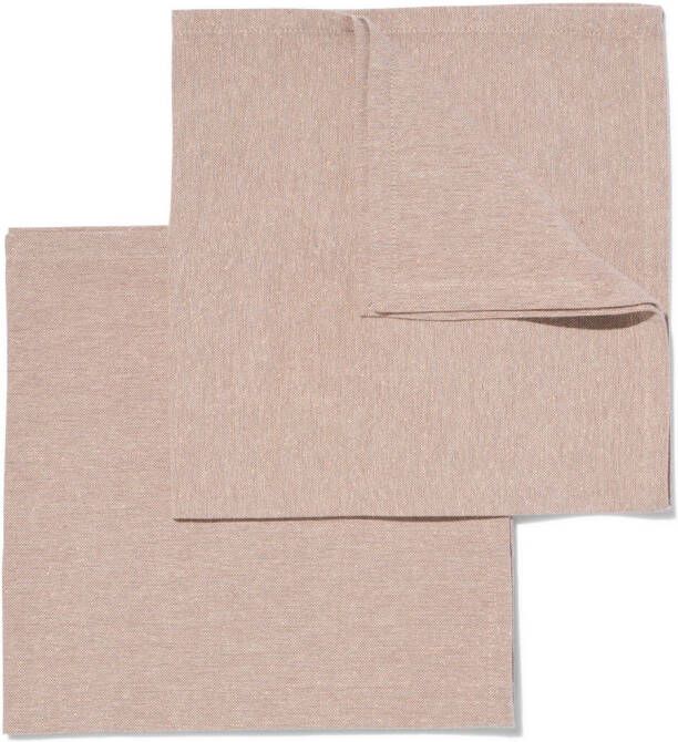 HEMA Servetten Beige Met Glitters Chambray Katoen 47x47 2 Stuks (zand)