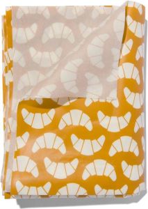 HEMA Tafelzeil 140x240 Polyester Croissants Oker wit (okergeel)