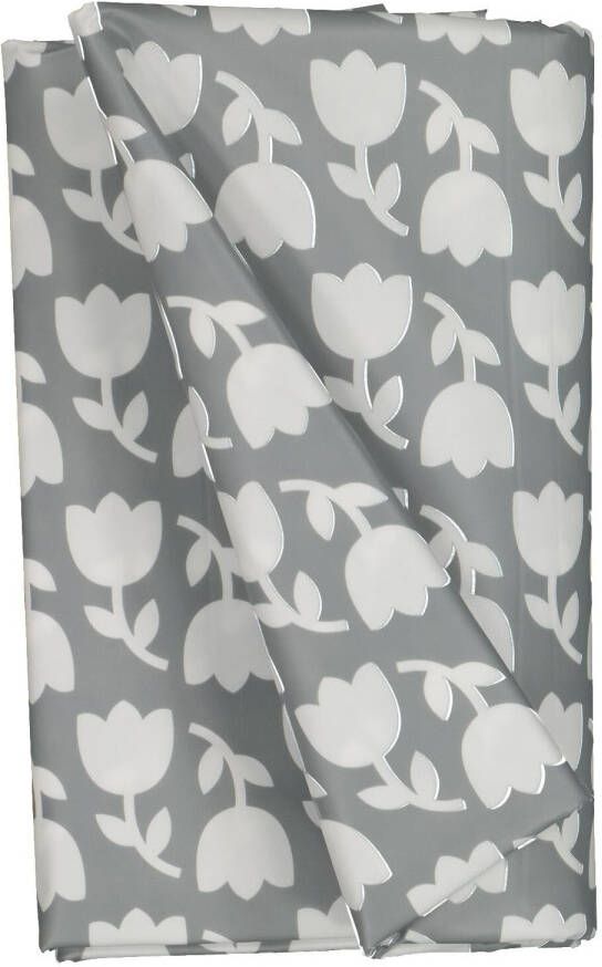 HEMA Tafelzeil 140x240 Polyester Tulpen Grijs wit (donkergrijs)