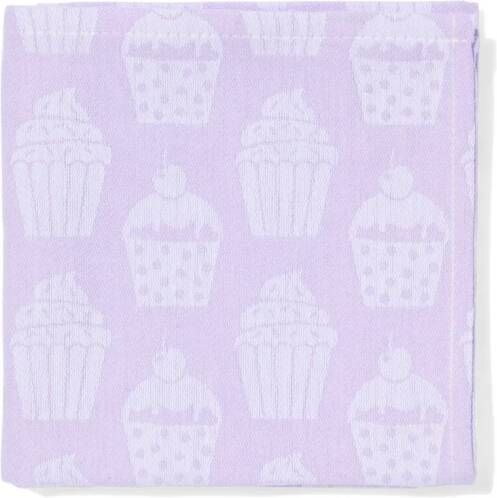 HEMA Theedoek 65x65 Katoen Lila Met Cupcakes (lila)