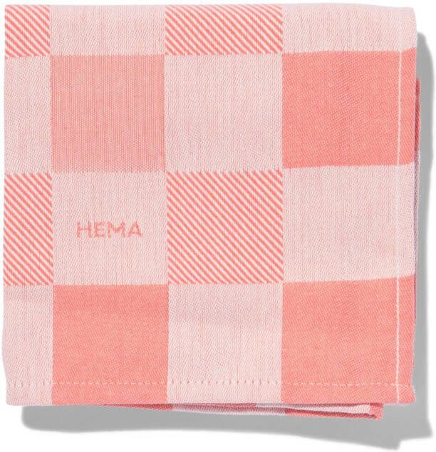 HEMA Theedoek 65x65 Katoen Met Ruiten (koraal)