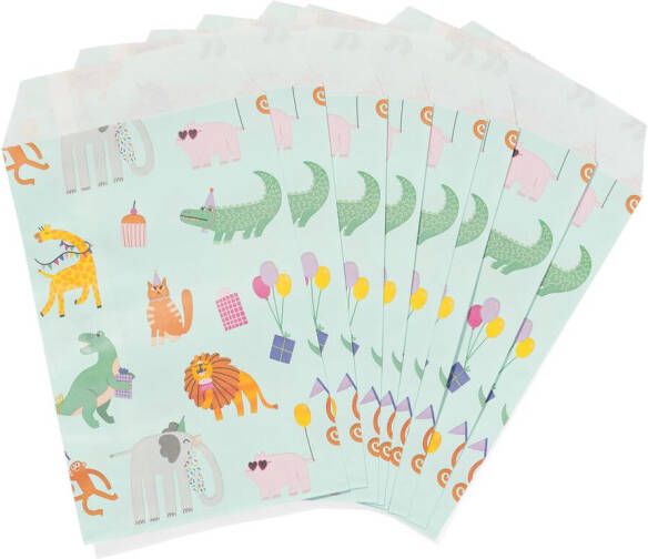 HEMA Uitdeelzakjes Papier Party Animals 8 Stuks