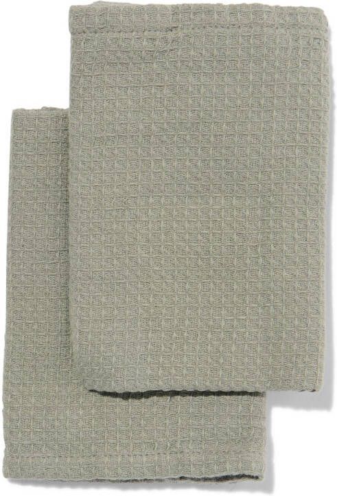 HEMA Vaatdoekjes Wafelstructuur 30x30 Groen 2 Stuks (groen)