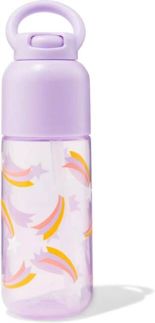 HEMA Waterfles Met Rietje Sterren 300ml (paars)