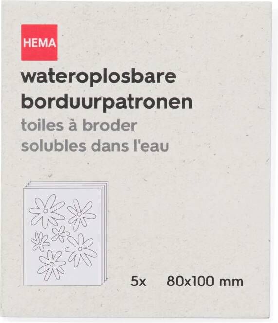 HEMA Wateroplosbare Borduurpatronen 8x10cm 5 Stuks