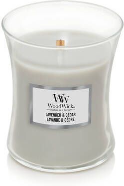 Woodwick Lavender en Cedar medium kaars