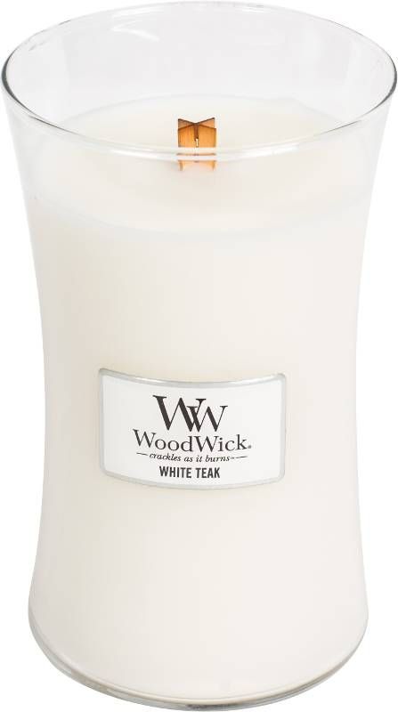 Woodwick White Teak kaars groot