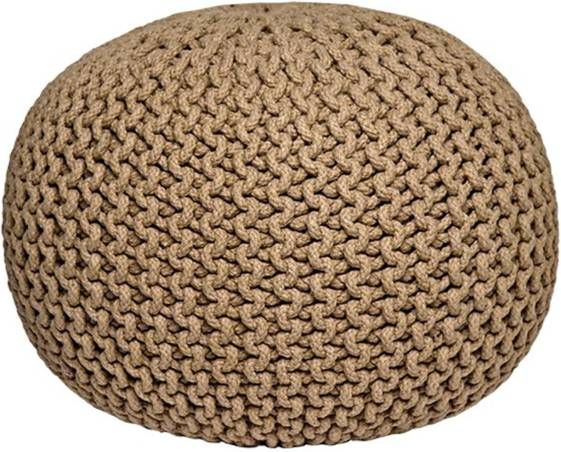 LABEL51 Poef 'Knitted' 70 x 35cm kleur Beige