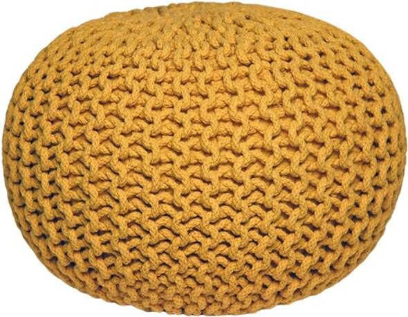 LABEL51 Poef 'Knitted' 50 x 35cm kleur Okergeel
