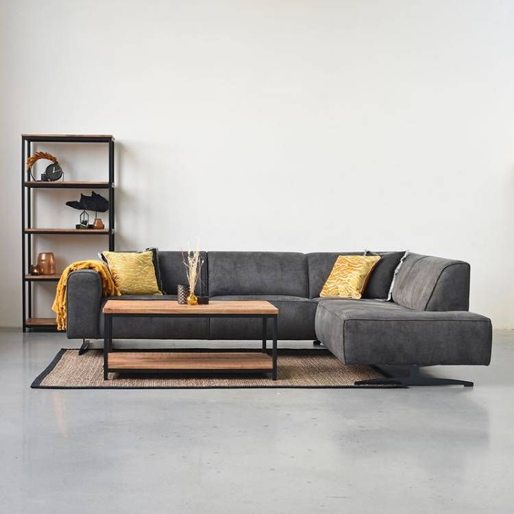 LABEL51 Hoekbank Modena Antraciet Microfiber 2 5-Zits + Ottomane