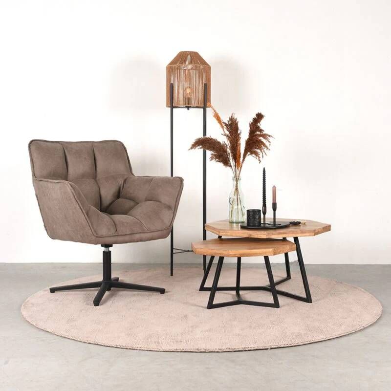 LABEL51 Salontafel 'Figure' Set van 2 stuks Mangohout kleur Zwart