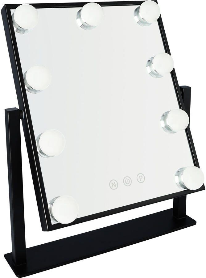 LYVION Hollywood Spiegel met LED verlichting Make-upspiegel Zwart